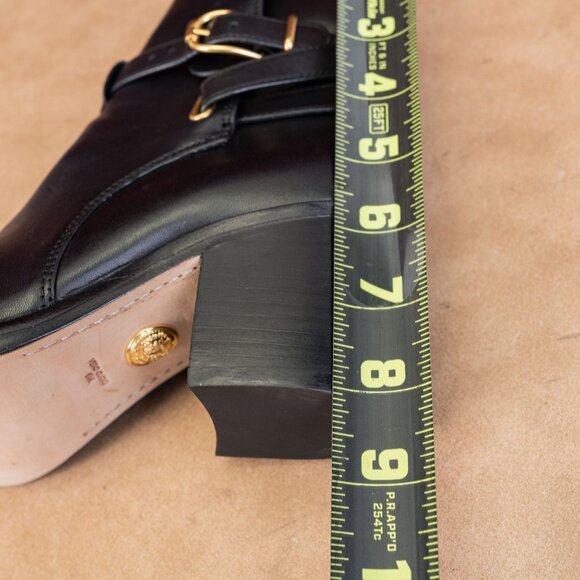 Veronica Beard Women Sohelia Black Leather Buckle Chucky Block Heel Boots size 5 - Picture 6 of 8